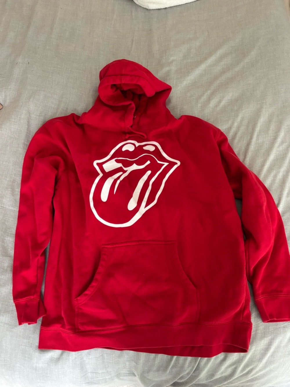 the Rolling Stones Red Hoodie with White Tongue Logo